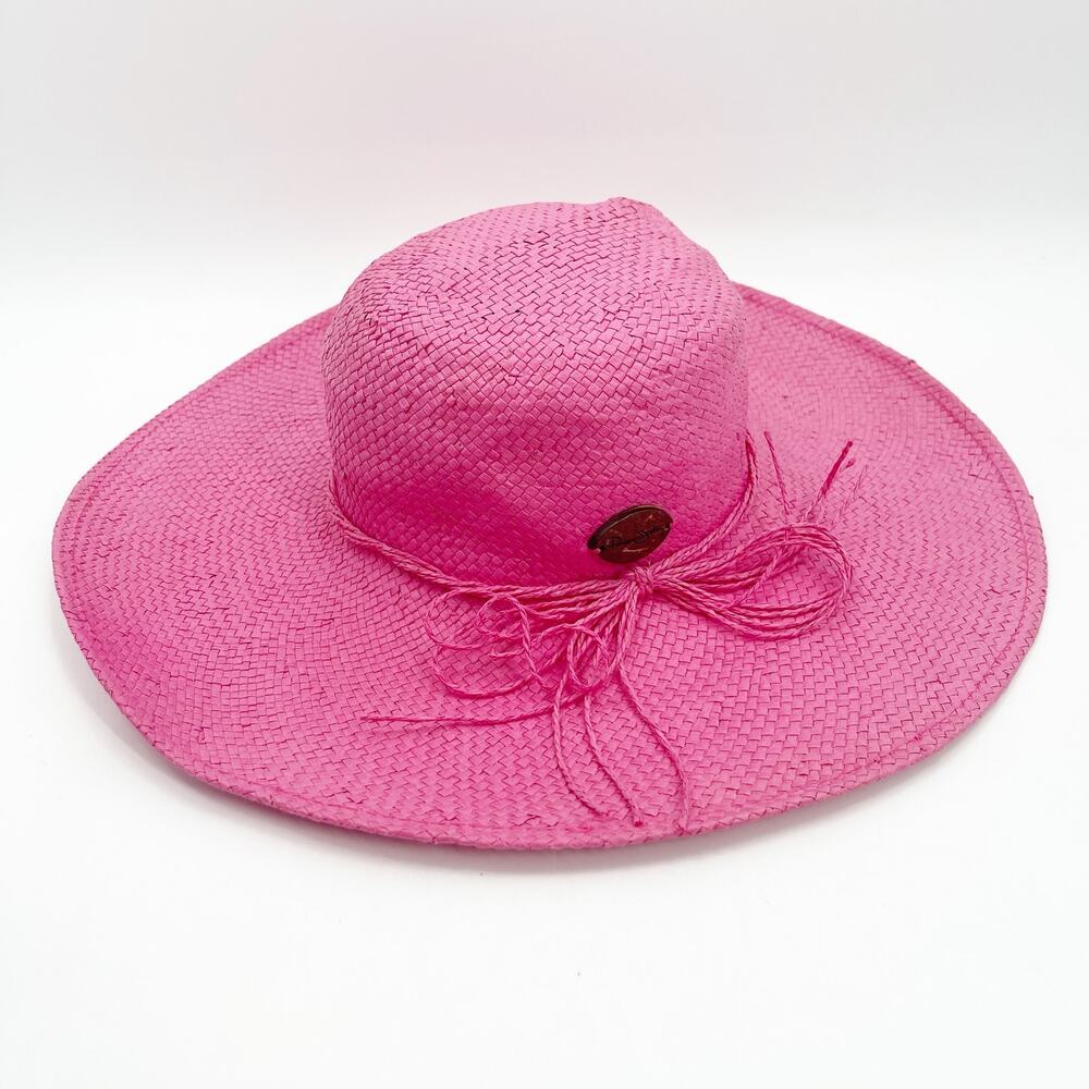 PANAMA JACK Hat Sun Pink Straw Beach Vacation Travel Pool 100% Toyo Casual